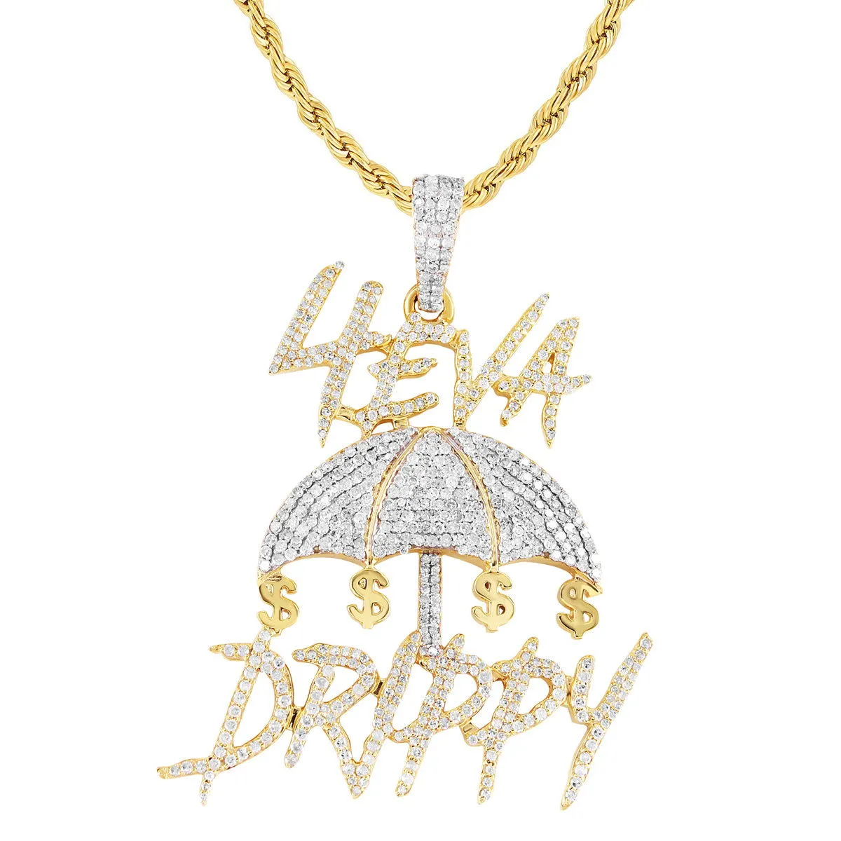 Forever Dollar Rich Drip 10K Gold Custom Diamond Pendant