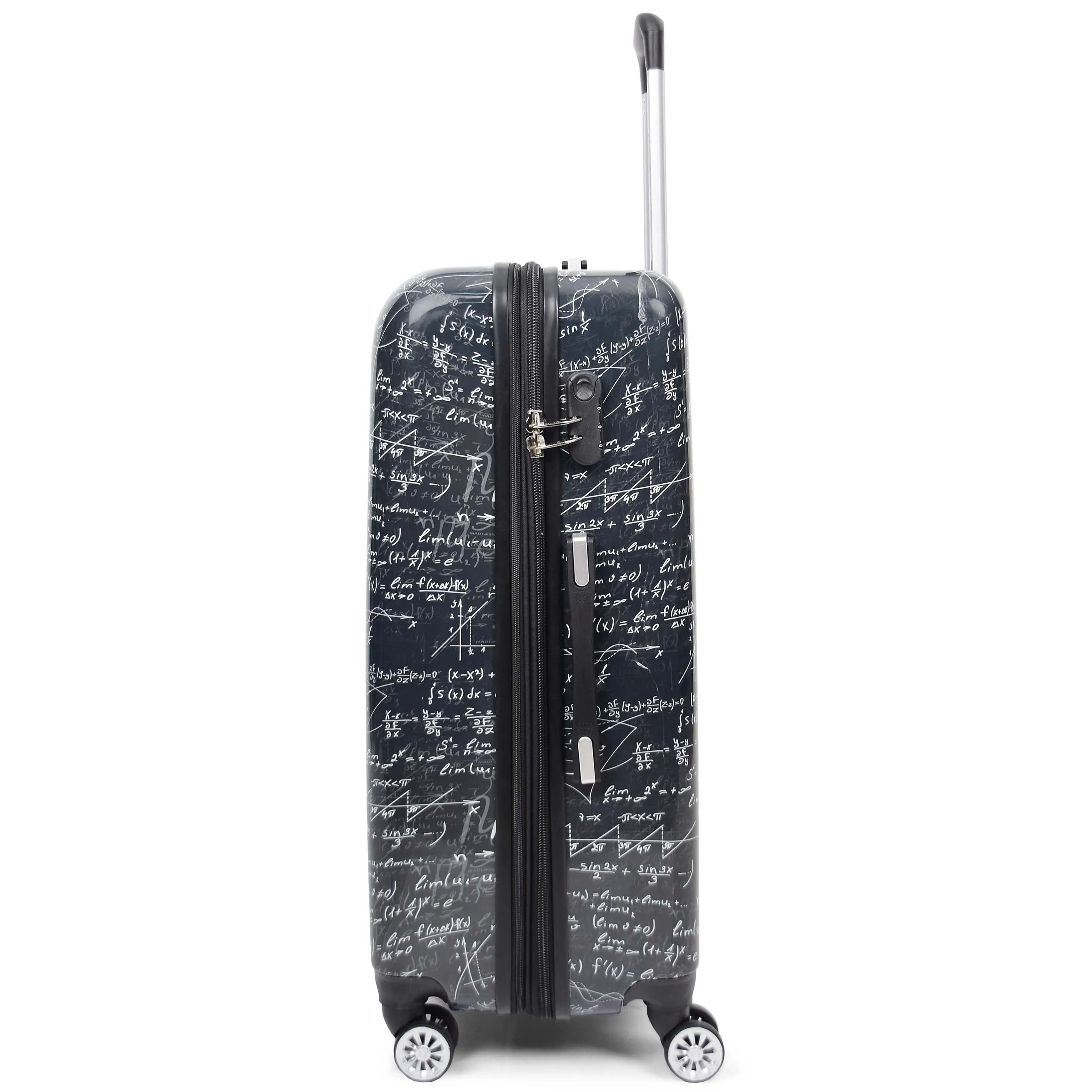 Four Wheel Suitcase Hard Shell Expandable Luggage Maths Print