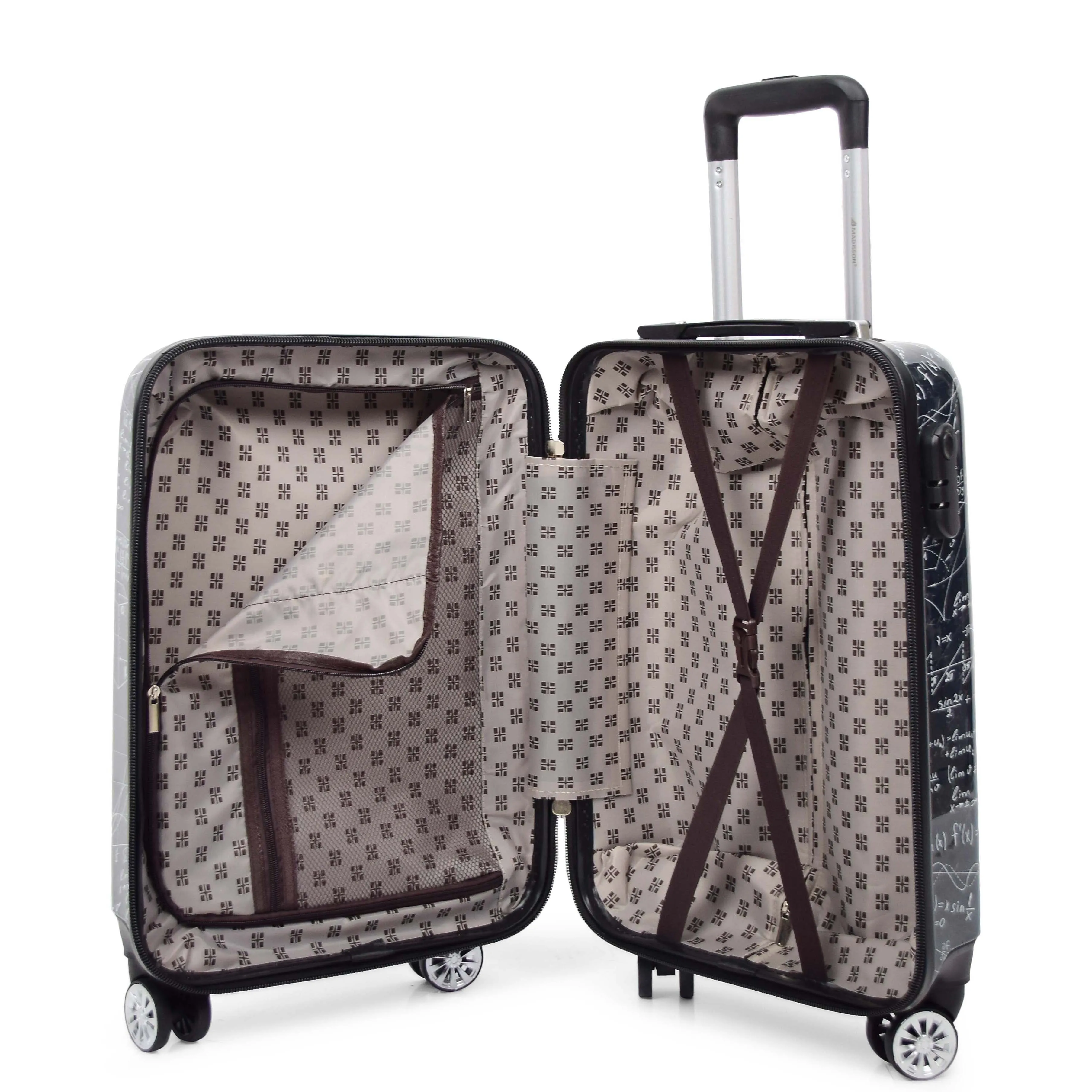 Four Wheel Suitcase Hard Shell Expandable Luggage Maths Print