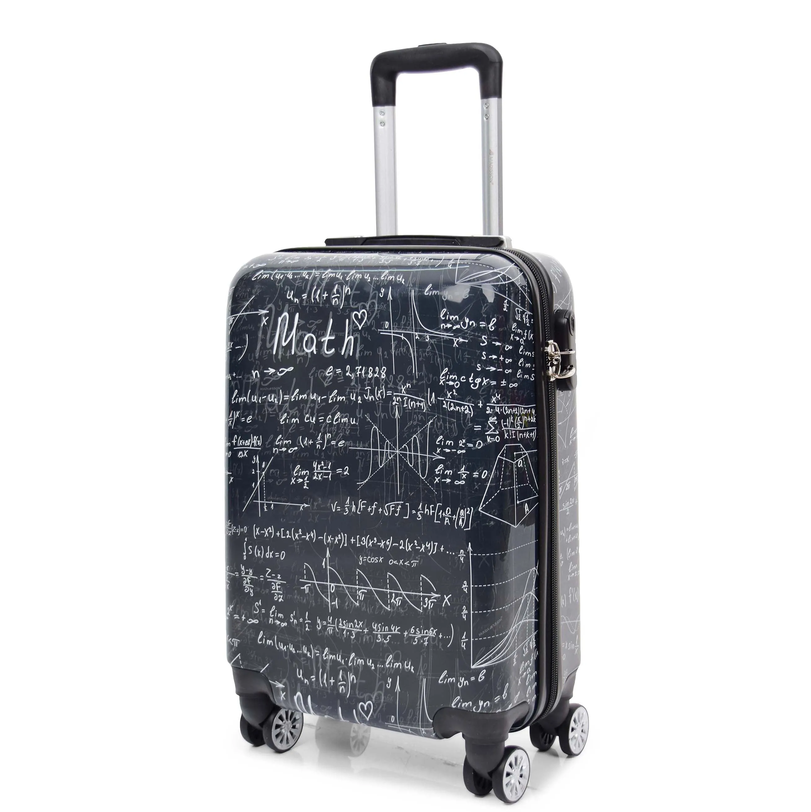 Four Wheel Suitcase Hard Shell Expandable Luggage Maths Print