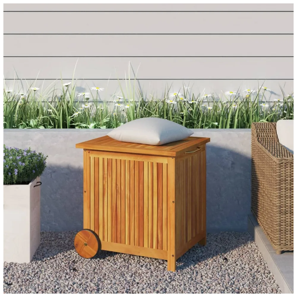 Garden Storage Box with Wheels 60x50x58 cm Solid Wood Acacia