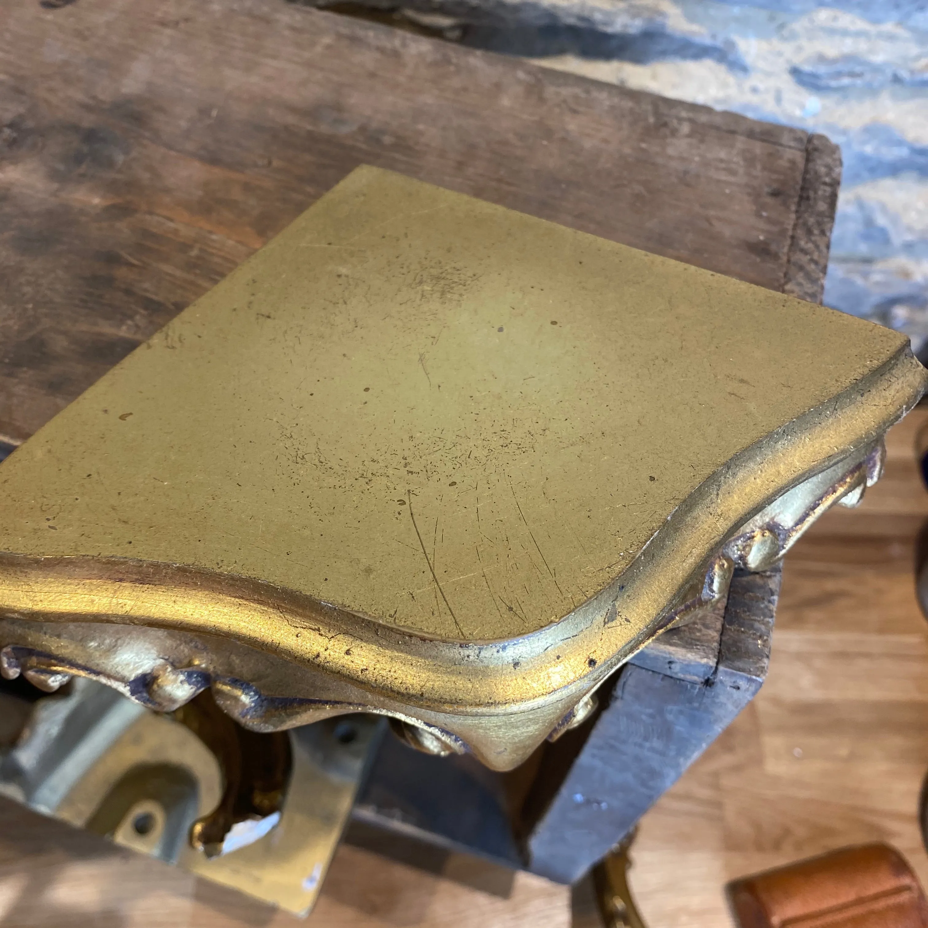 Gilt decorative corner shelf x2