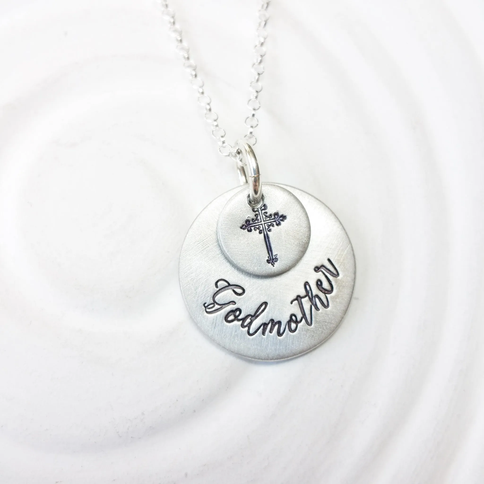 Godmother Stacked Disc Necklace | Cross Necklace