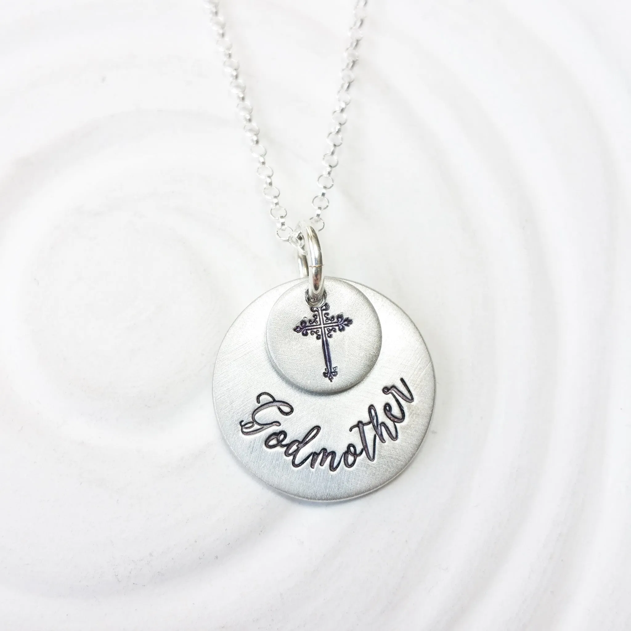 Godmother Stacked Disc Necklace | Cross Necklace