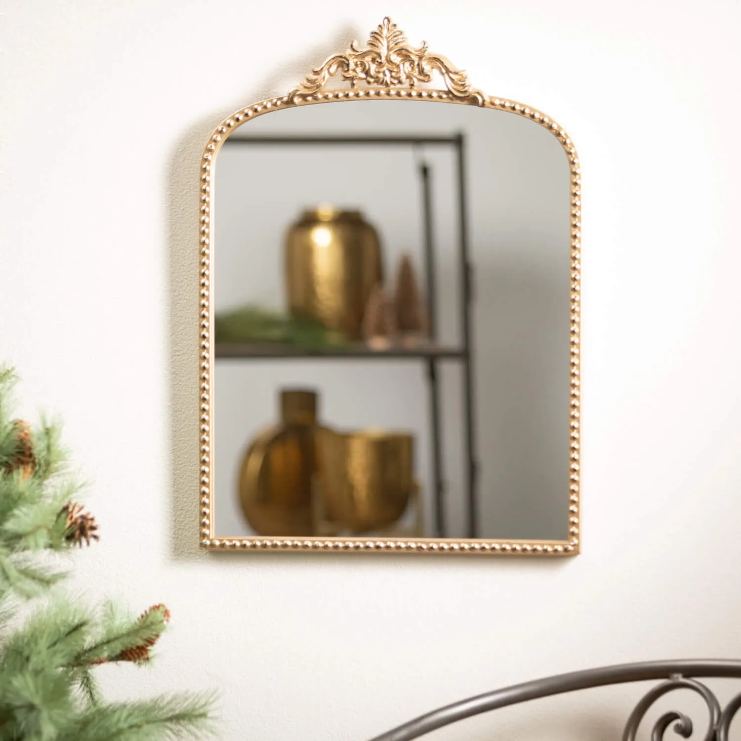 Gold Trimmed Arched Mirror