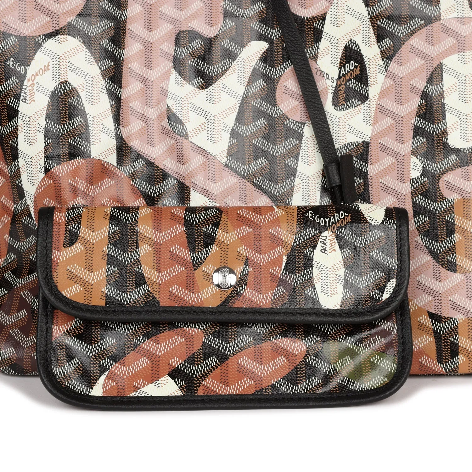 Goyard Limited Edition Black Goyardine Canvas Lettres Camouflage St. Louis GM Tote Bag Palladium Hardware