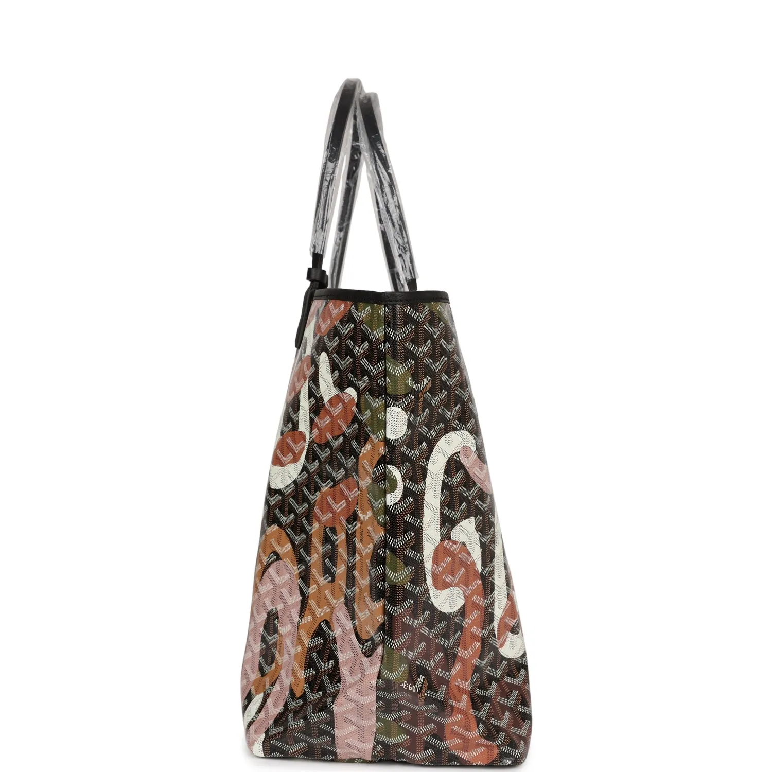 Goyard Limited Edition Black Goyardine Canvas Lettres Camouflage St. Louis GM Tote Bag Palladium Hardware