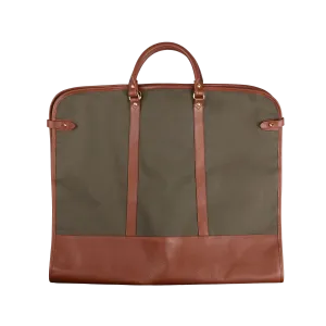 Green Canvas Chestnut Leather Garment Bag