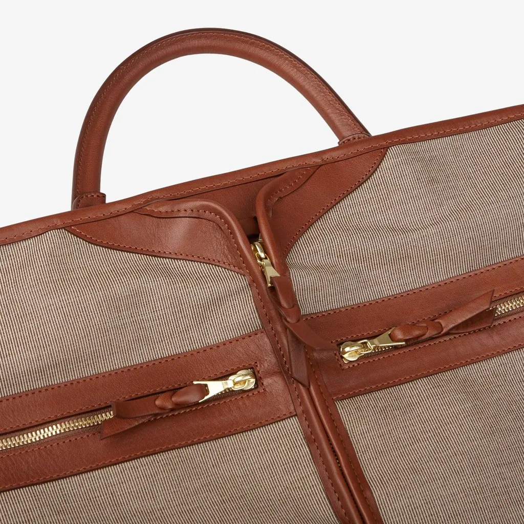 Green Canvas Chestnut Leather Garment Bag