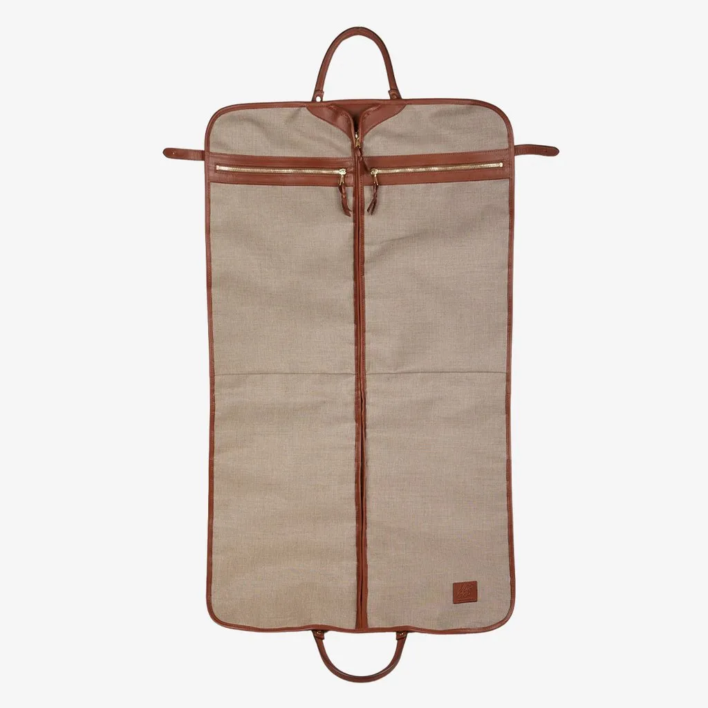 Green Canvas Chestnut Leather Garment Bag