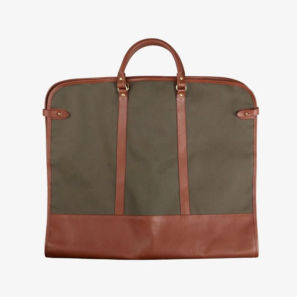 Green Canvas Chestnut Leather Garment Bag