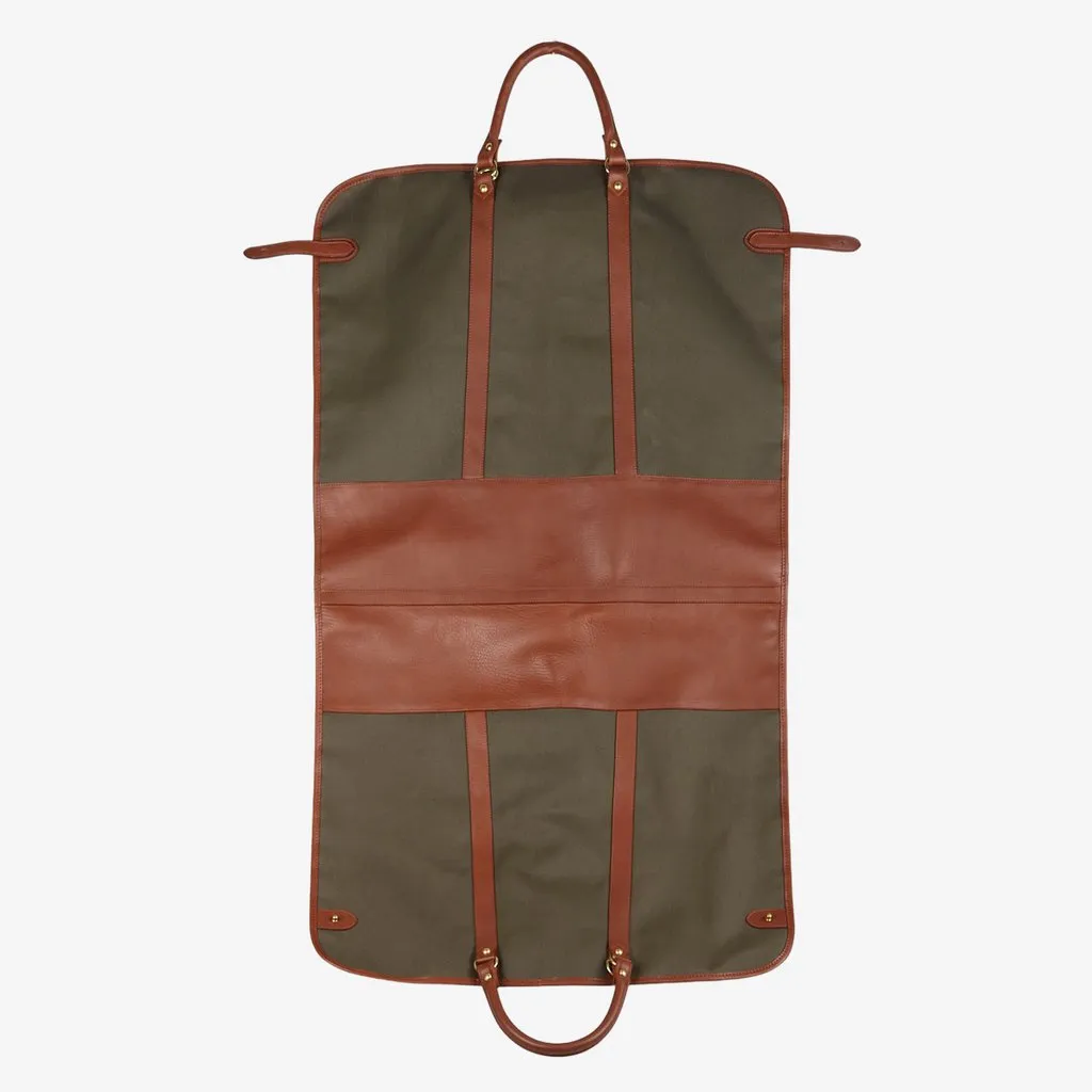 Green Canvas Chestnut Leather Garment Bag