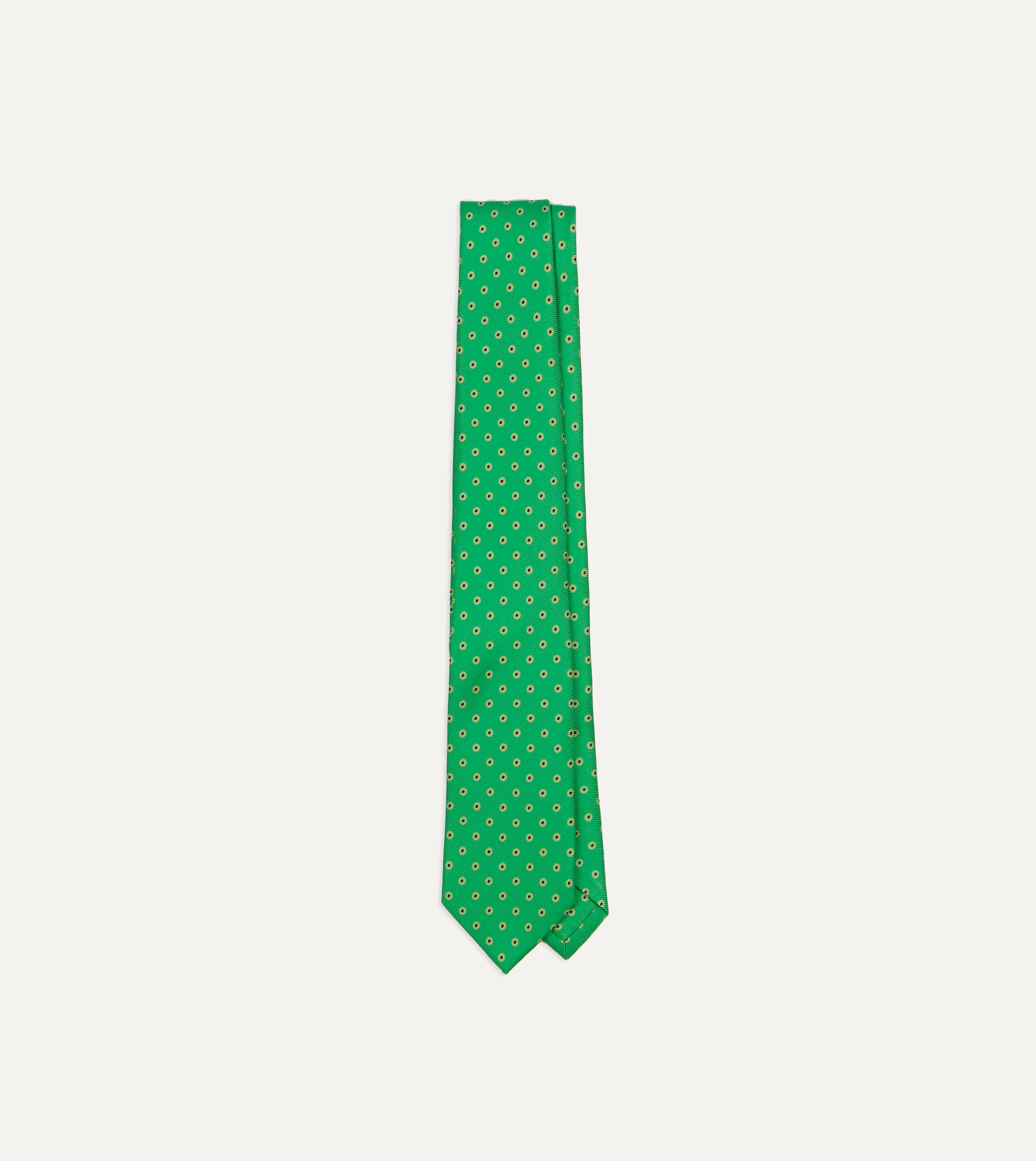 Green Circular Dot Silk Self Tipped Tie