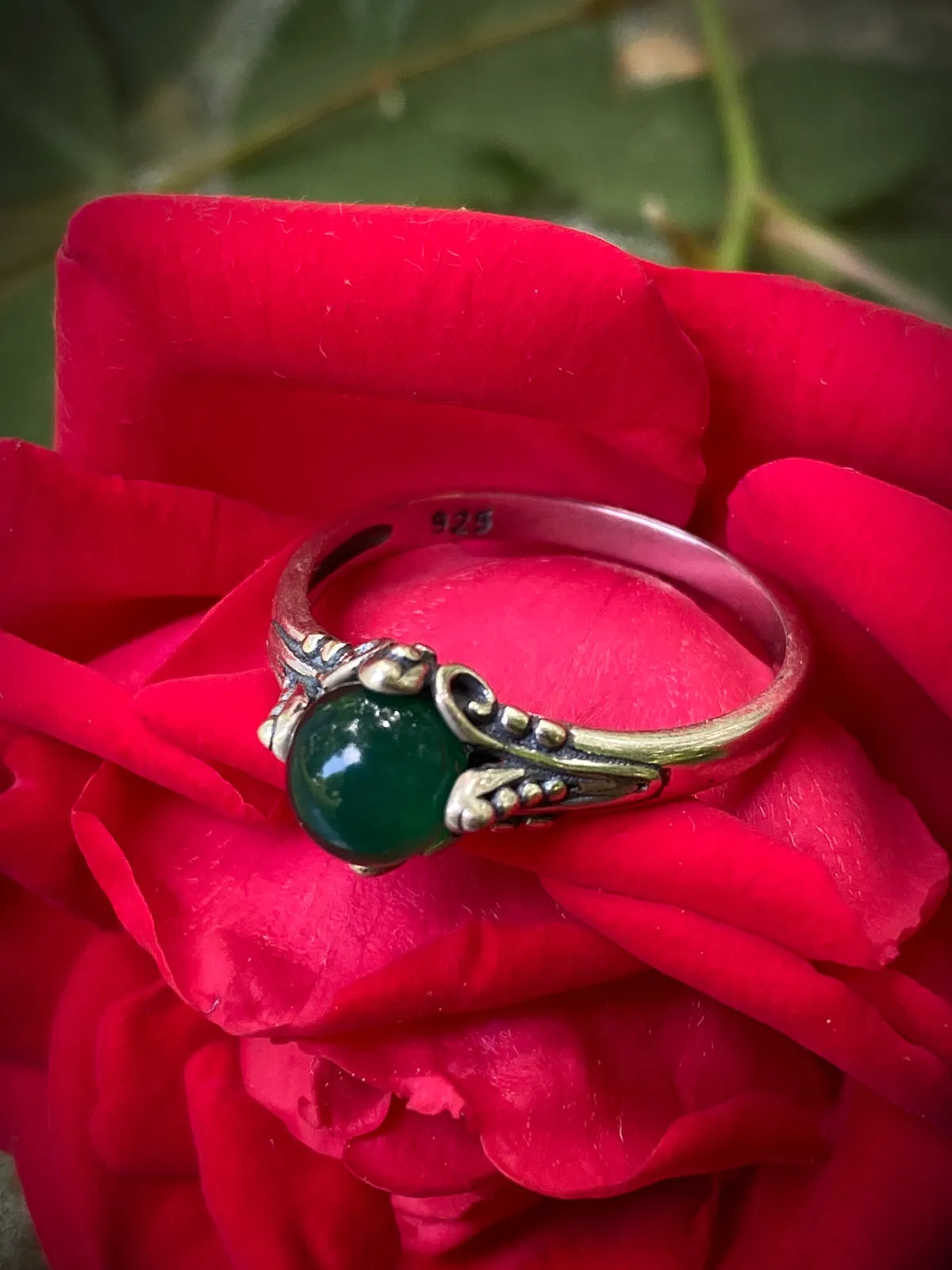 Green Onyx Sphere Ring