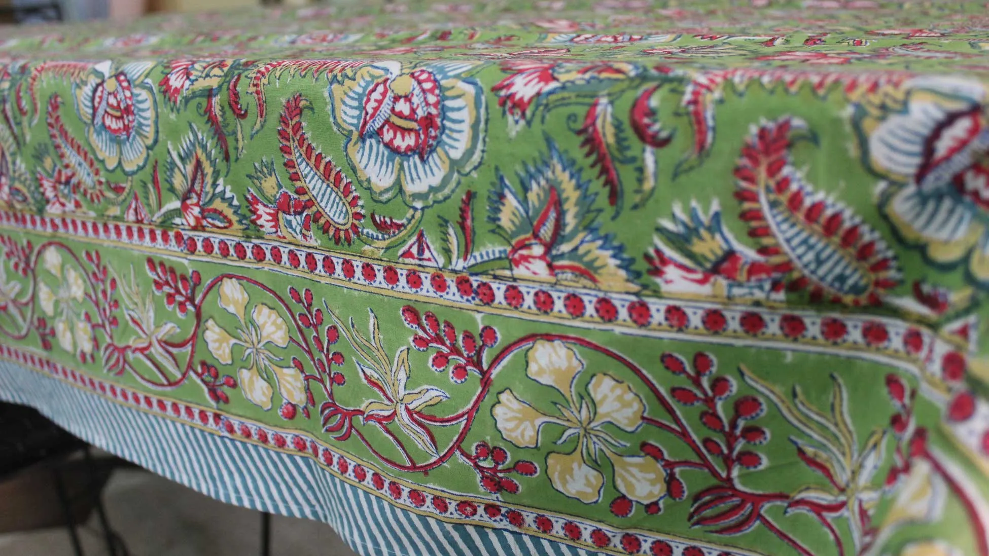 Hand Block Print India Table Cloth 60 x 90 Inches 100% Cotton Table Cover Floral Print