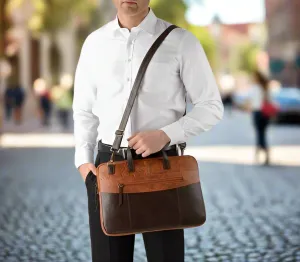 Handcrafted leatherette brown laptop bag