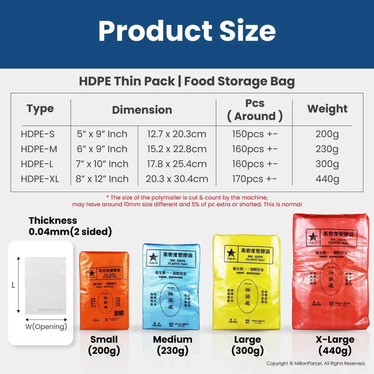 HDPE Thin Pack | Food Storage Bag