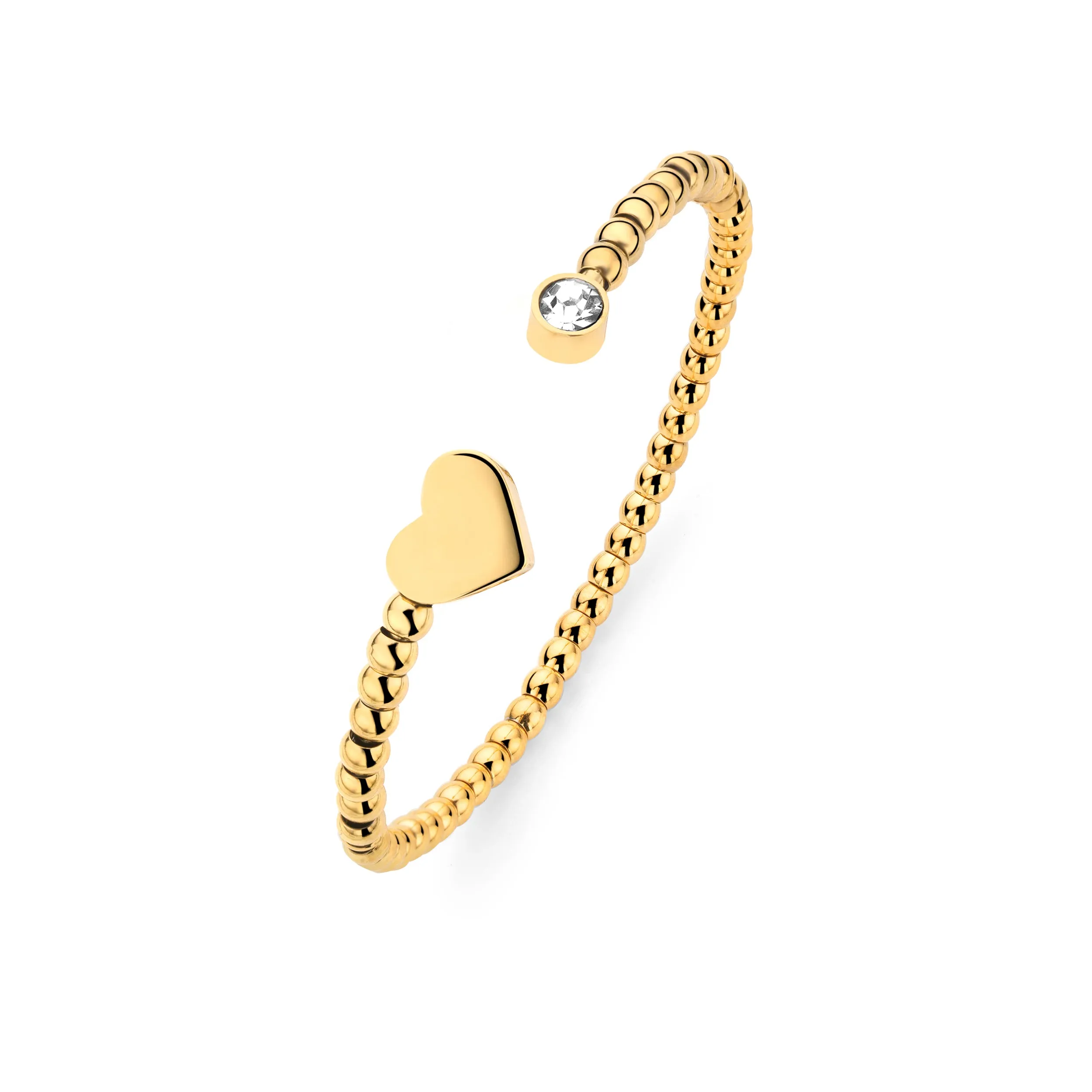 Heart ball bangle gold