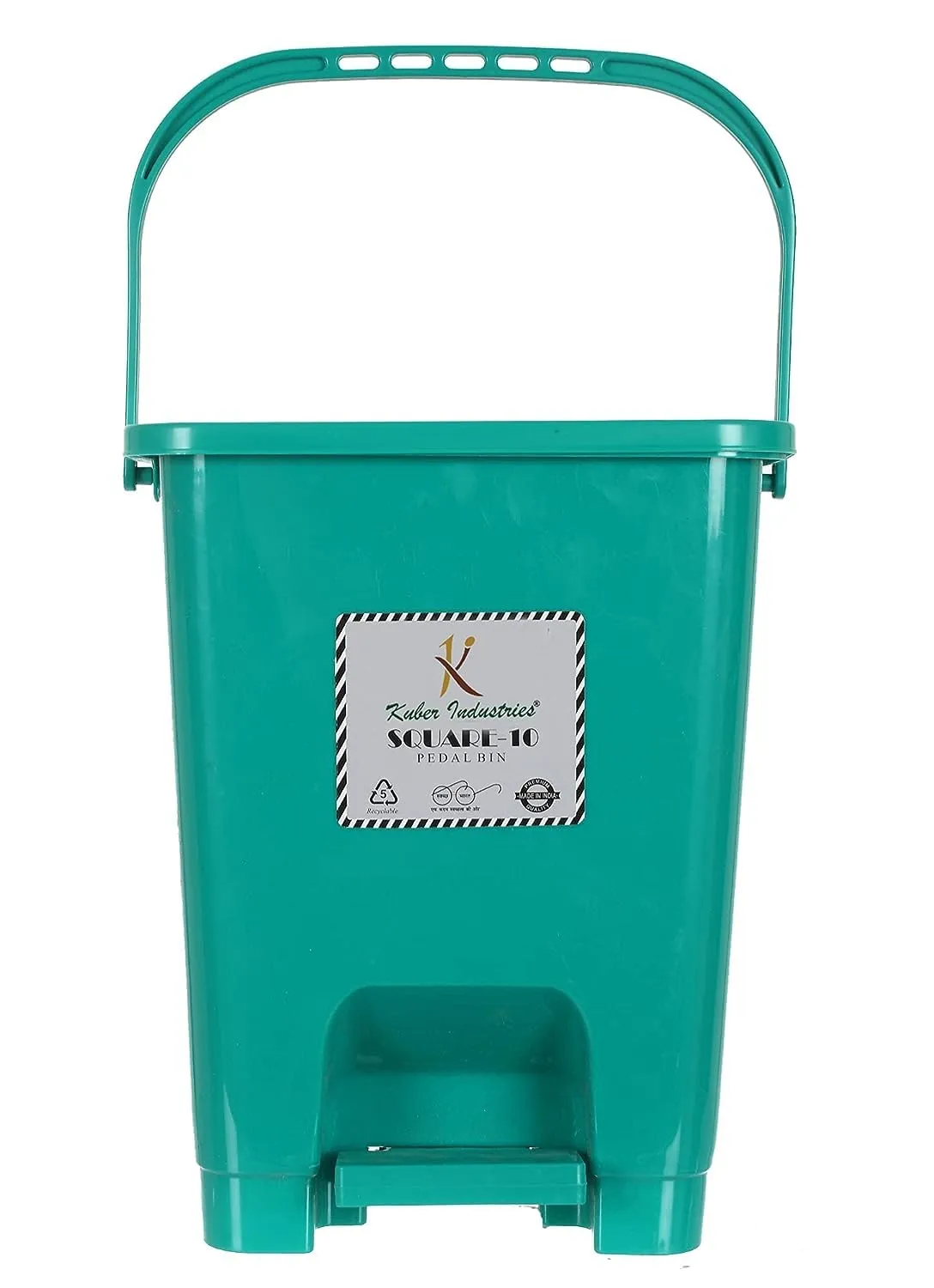 Heart Home Plastic Dustbin With Swing Lid, 12 Ltr., Pack of 2 (Green)