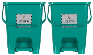 Heart Home Plastic Dustbin With Swing Lid, 12 Ltr., Pack of 2 (Green)