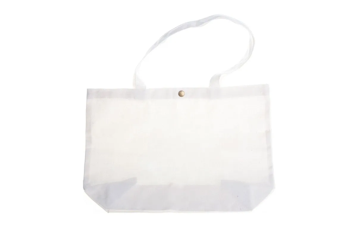 Horizontal Canvas Tote Bag With Snap Fastener