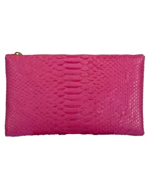 Hot Pink Small Python Effect Clutch