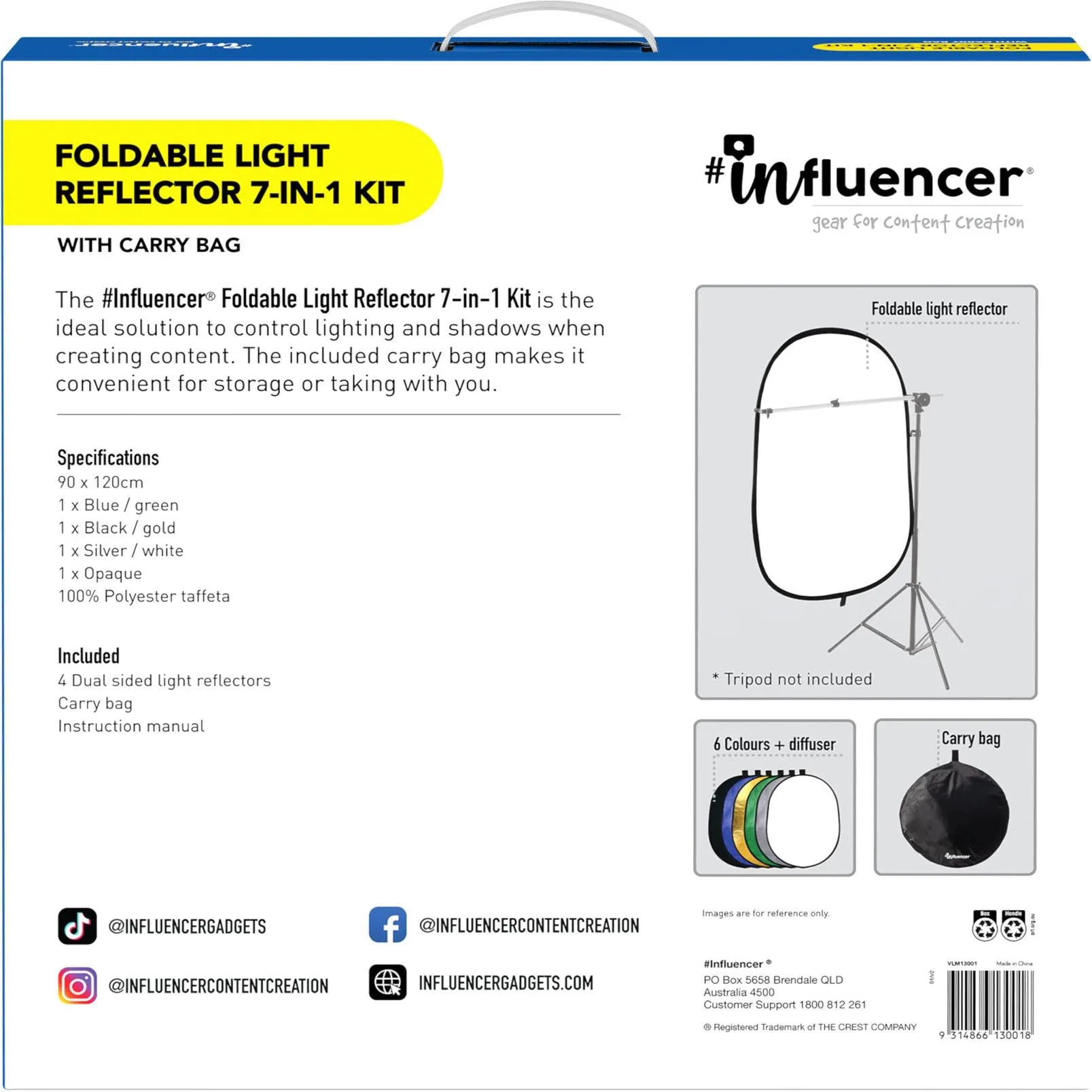 Influencer Foldable Light Reflector 7-in-1 Kit