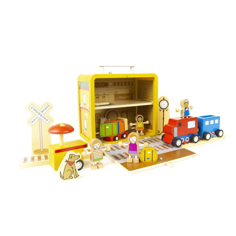 Jack Rabbit Creations Suitcase Series - Train Station Playset