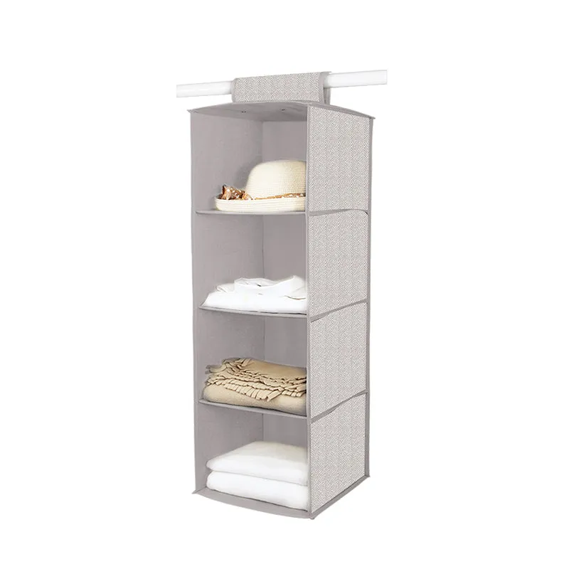 Japan Home 4 Layer Fabric Hanging Storage Rack 30x30x84cm -Grey Color