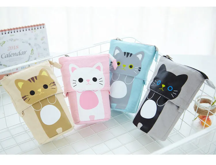 Kawaii Cat Bear Sheep Pencil Bag Pen Case Flexible Big Capacity Fabric Quality Pencil Box Kids Gift School Supplies Stationery