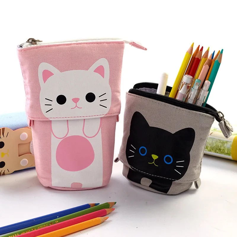 Kawaii Cat Bear Sheep Pencil Bag Pen Case Flexible Big Capacity Fabric Quality Pencil Box Kids Gift School Supplies Stationery