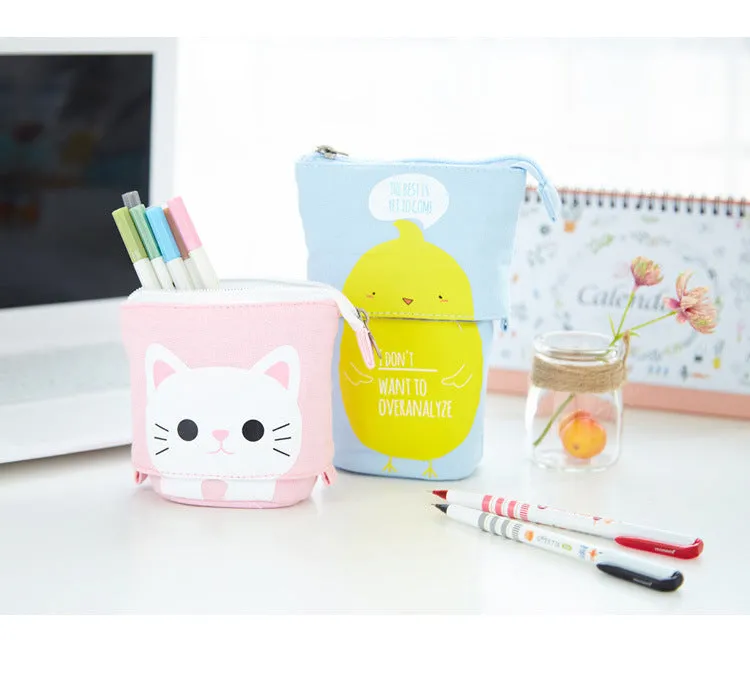 Kawaii Cat Bear Sheep Pencil Bag Pen Case Flexible Big Capacity Fabric Quality Pencil Box Kids Gift School Supplies Stationery