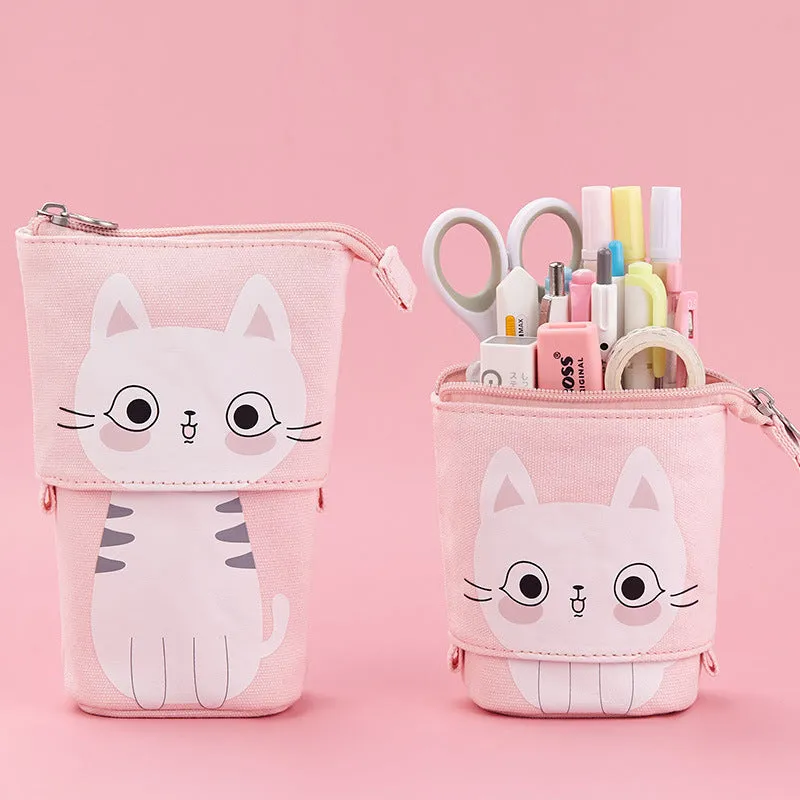 Kawaii Cat Bear Sheep Pencil Bag Pen Case Flexible Big Capacity Fabric Quality Pencil Box Kids Gift School Supplies Stationery