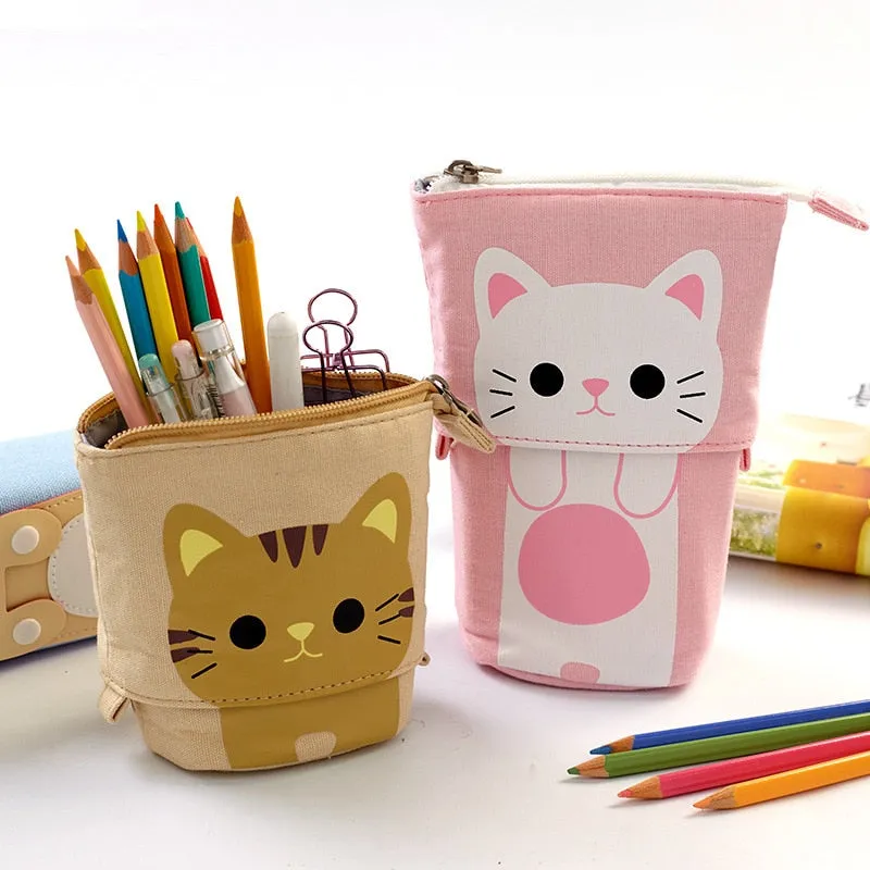 Kawaii Cat Bear Sheep Pencil Bag Pen Case Flexible Big Capacity Fabric Quality Pencil Box Kids Gift School Supplies Stationery