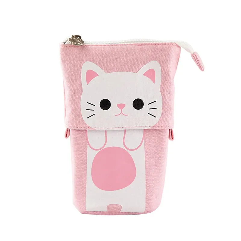 Kawaii Cat Bear Sheep Pencil Bag Pen Case Flexible Big Capacity Fabric Quality Pencil Box Kids Gift School Supplies Stationery