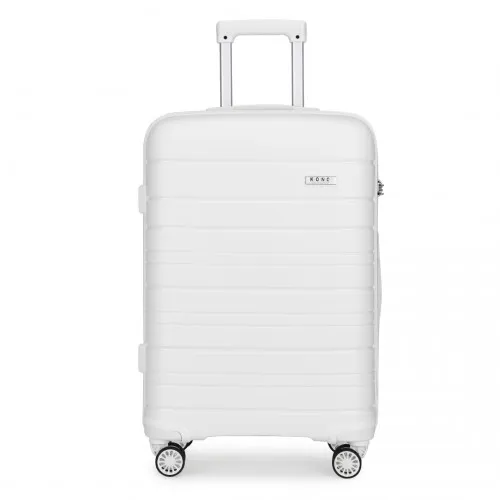 Kono 20 Inch Multi Texture Hard Shell PP Suitcase - Classic Collection - White