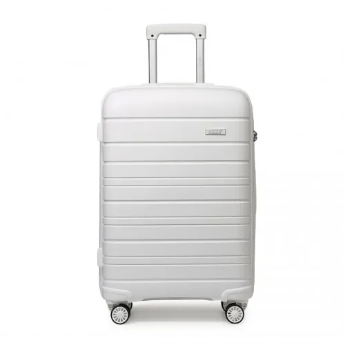 Kono 20 Inch Multi Texture Hard Shell PP Suitcase - Classic Collection - White