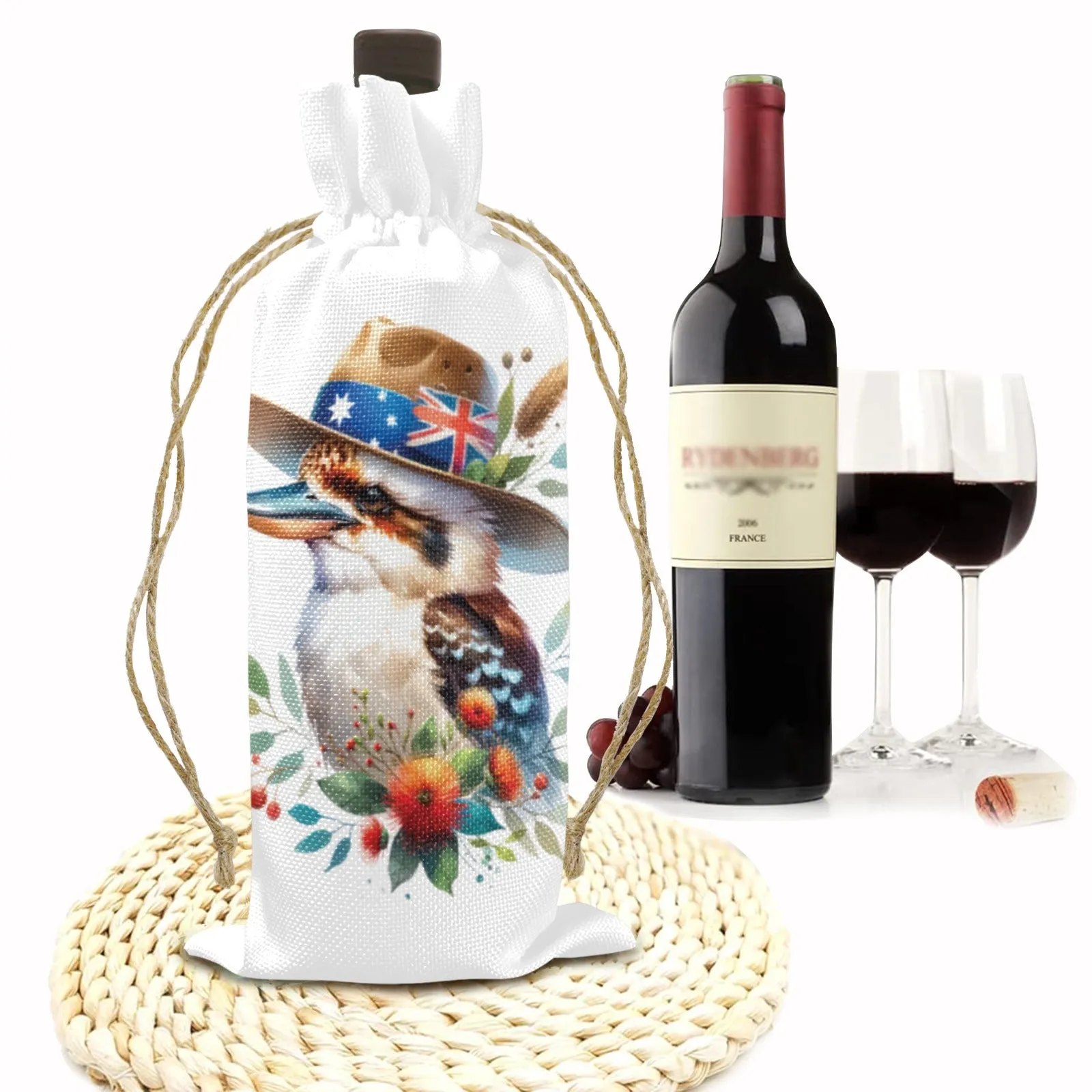 Kookaburra awd1338 Linen Wine Bottle Bag