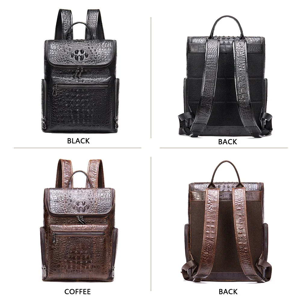 Leather Crocodile Pattern Backpack