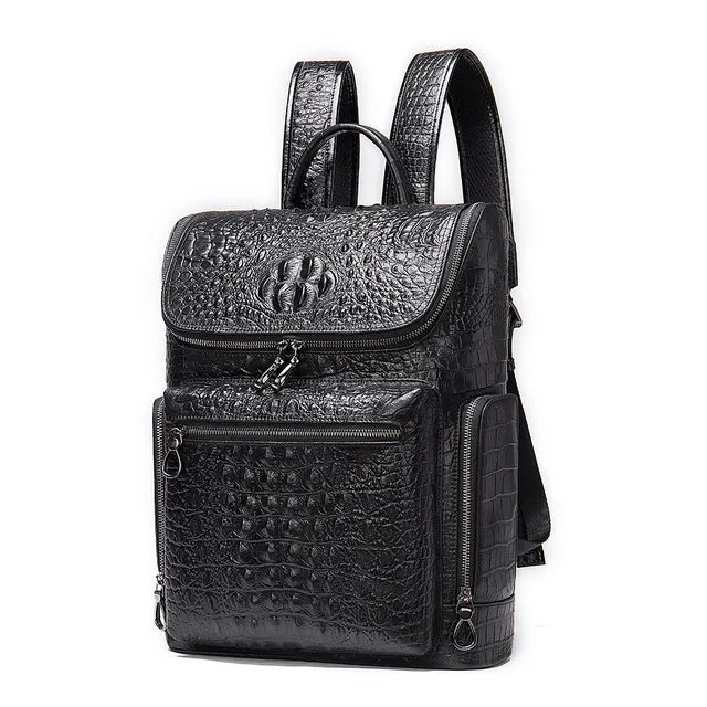 Leather Crocodile Pattern Backpack