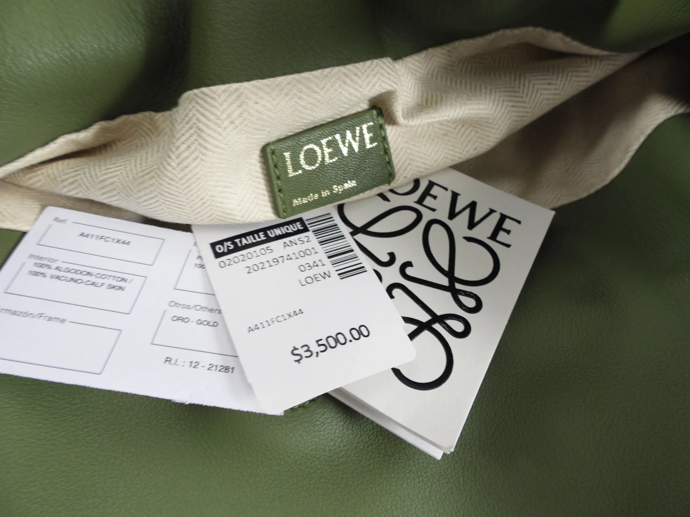 Loewe Green Flamenco Knot Herbarium Jacquard Bag