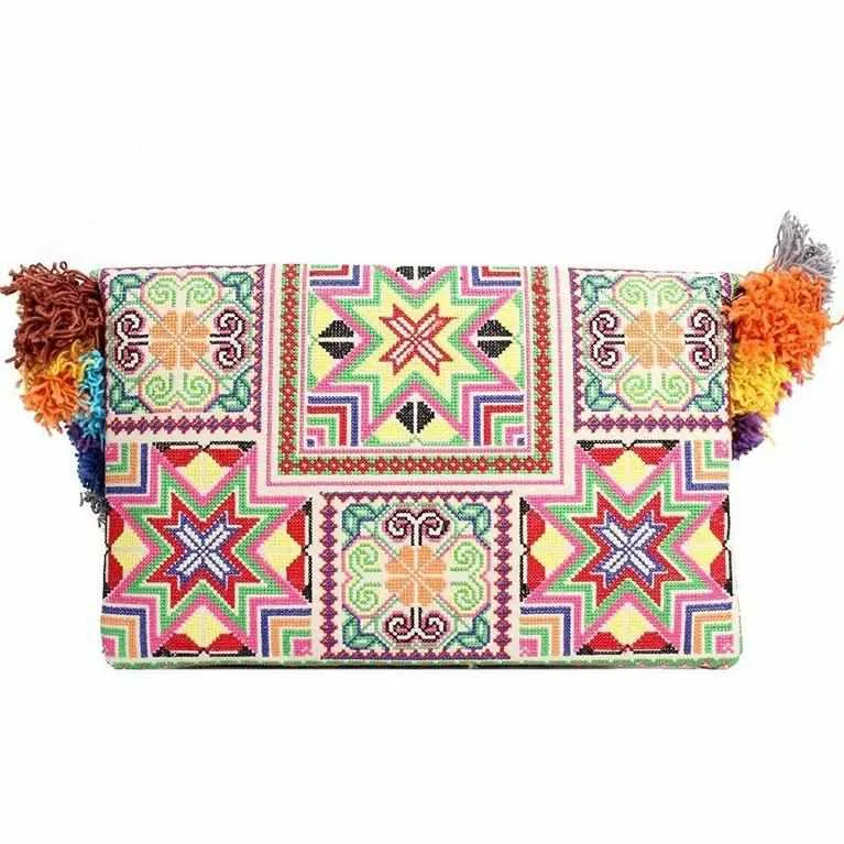 Lotus Star Embroidered Clutch Bag - Thailand