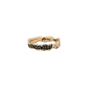 Love is the Breath that Sustains Us Narrow 14K Gold Stone Set Textured Band Ring