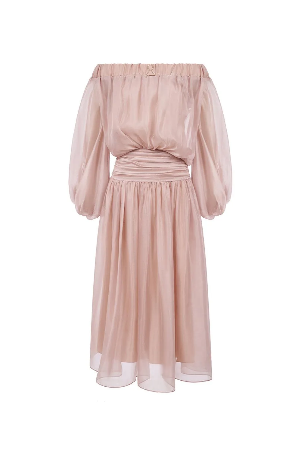 Lucent Blouson Off-Shoulder Silk Organza Maxi Dress