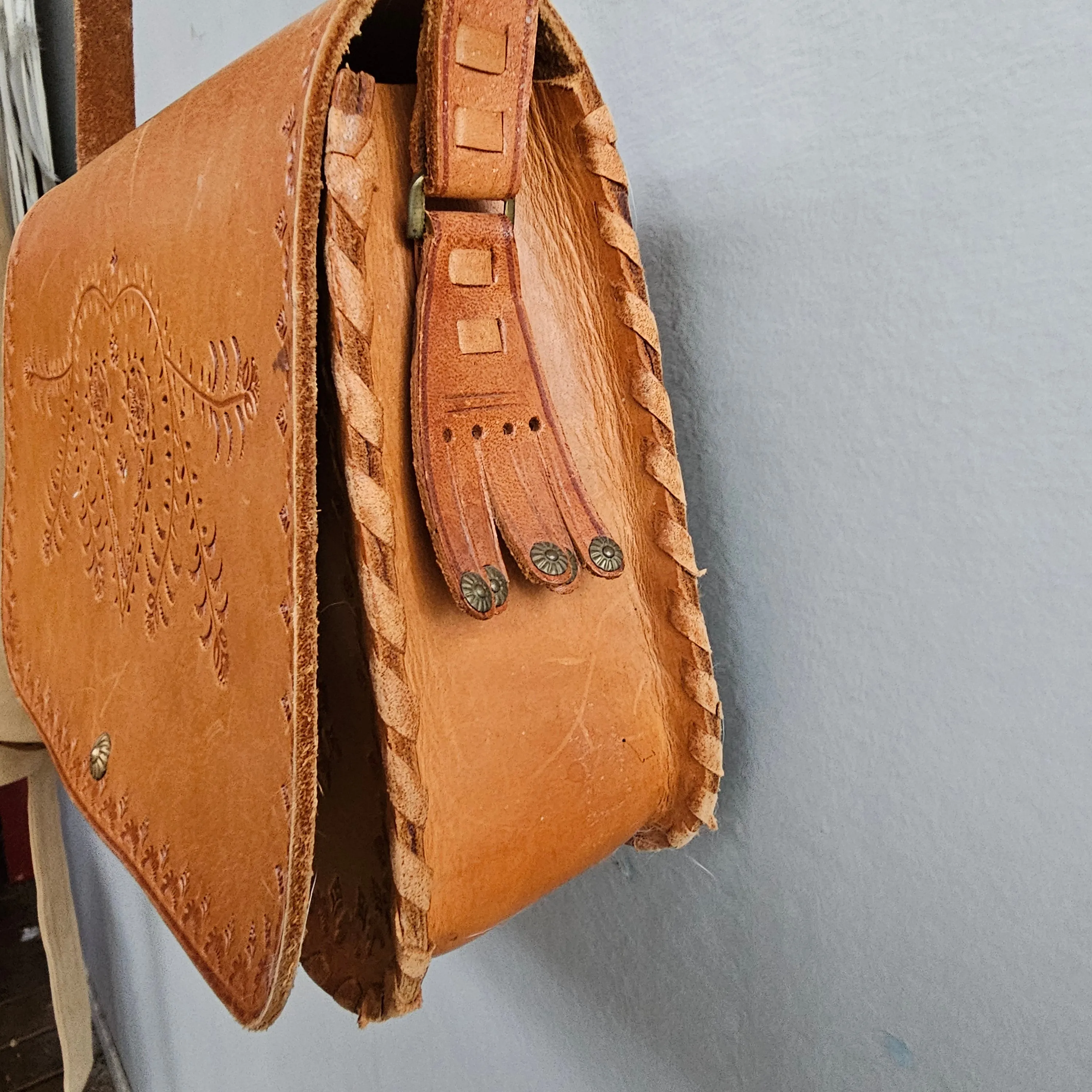 Mexican tooled leather bag