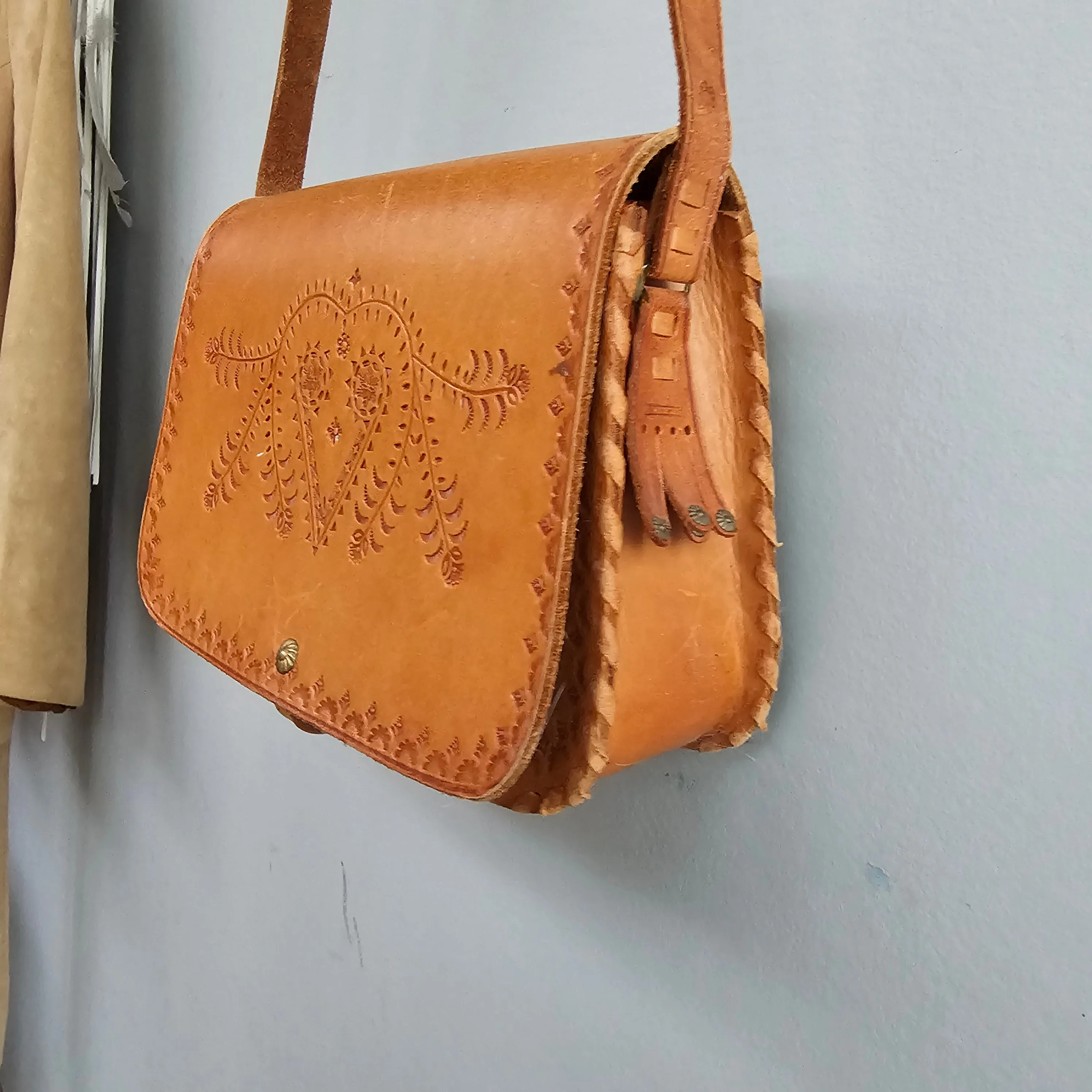 Mexican tooled leather bag