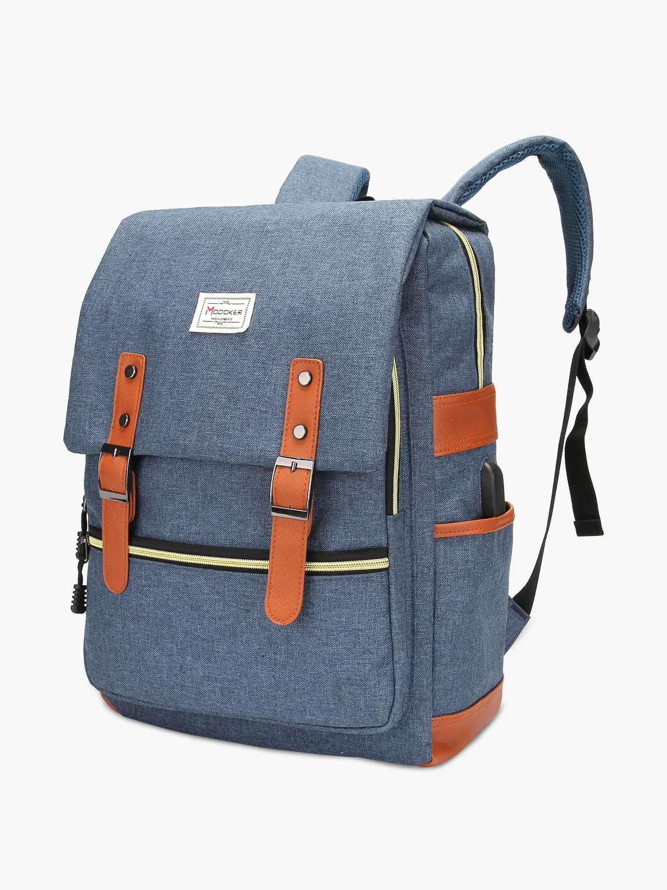 Modoker 15'' Vintage Laptop Backpack with USB Charging Port