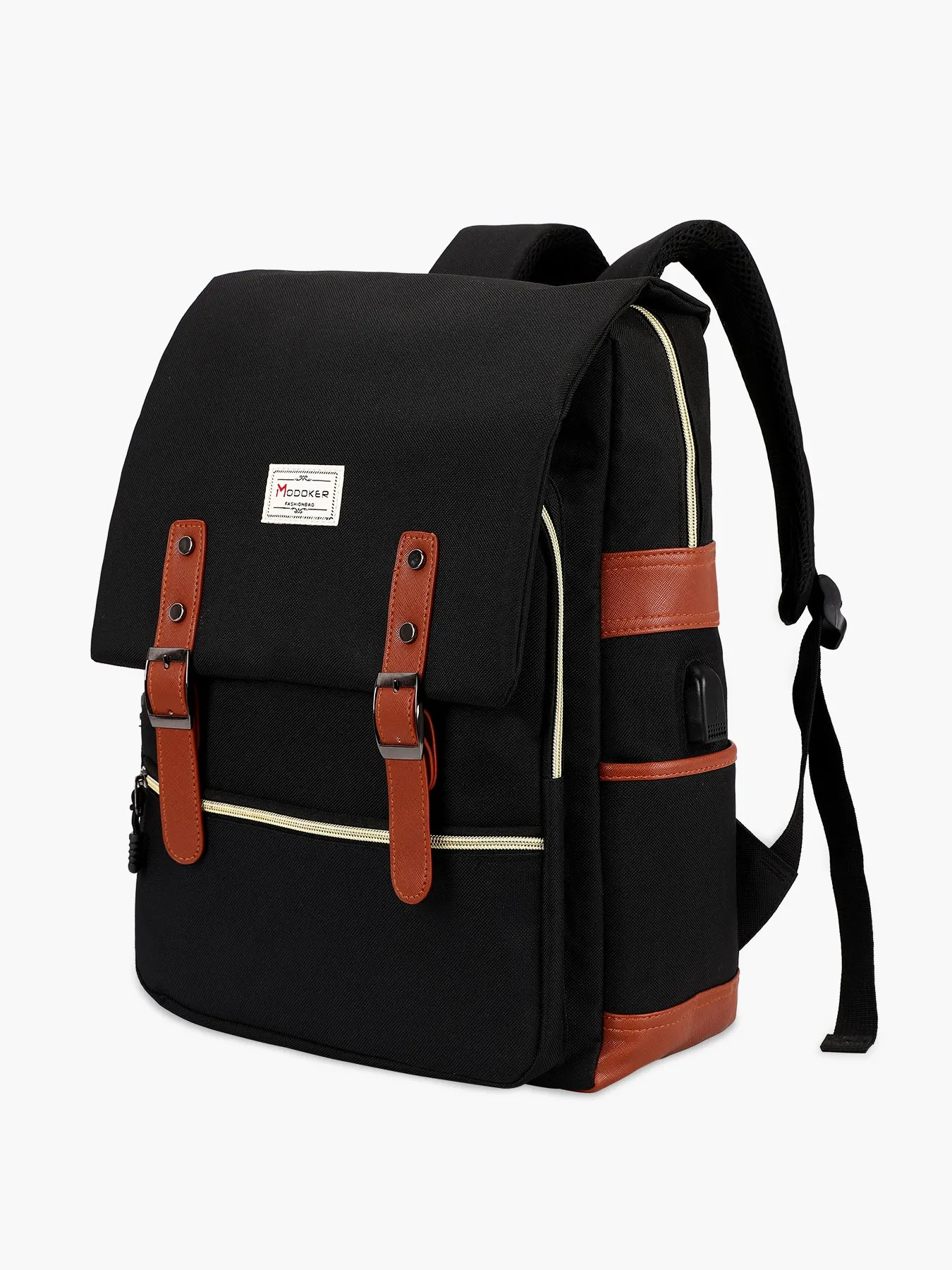 Modoker 15'' Vintage Laptop Backpack with USB Charging Port