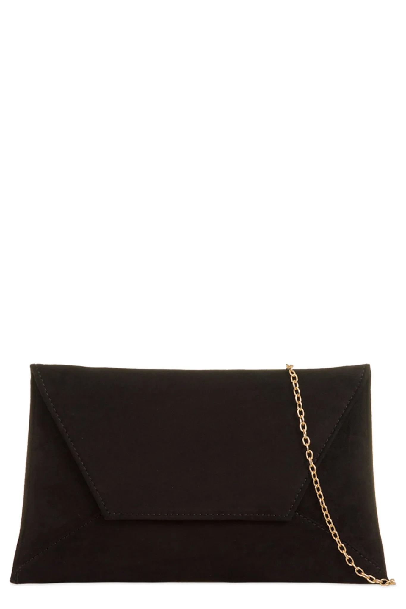 Nettie Black Suedette Envelope Clutch Bag