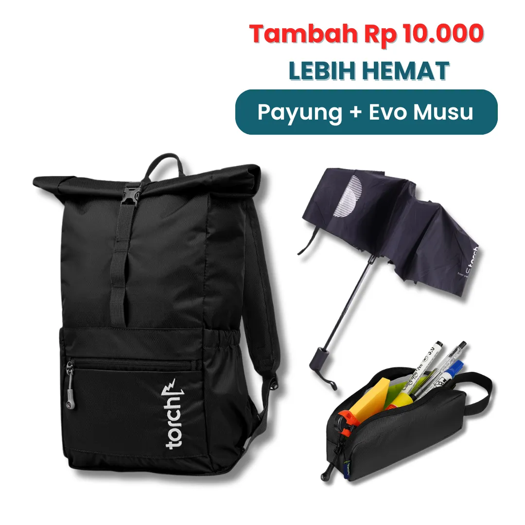 Paket Lebih Hemat - Kashiwa Foldable Bag   Payung Paraguas & Evo Musu Stationery